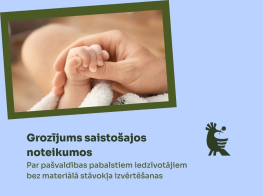 Gaiši zils fons ar informāciju tekstuālā veidā par jaunajiem saistošajiem noteikumiem