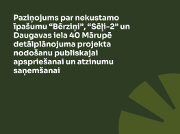 Tumši zaļš fons ar gaiši zaļu grafiku un baltu tekstu