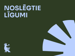 Tumši zaļš fons ar tekstu Noslēgtie līgumi