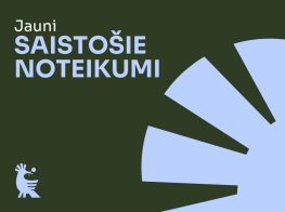 Zaļš fons ar ziliem burtiem un ziliem elementiem