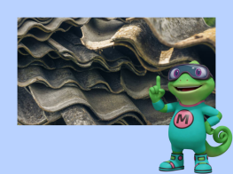 Gaiši zils fons ar šīfera foto un krāsaina animācijas varoņa tēlu