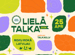 Krāsains fons ar logotipu par talku