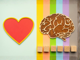 Sirds un smadzenes uz krāsaina fona