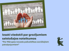 Gaiši zils fons ar tekstu par saistošo noteikumu projekta apspriešanu