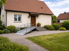 Ar MI ģenerēts attēls; privātmāja ar vides pieejamības nodrošinājumu