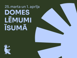 Tumši zaļš fons ar tekstu Domes lēmumi īsumā