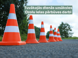 Ceļa remontdarbi un krāsaini konusi